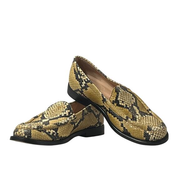 J.Crew Gold & Black Snake Textured Slip On Leather Loafer Reg Size 6.5 - Picture 1 of 8